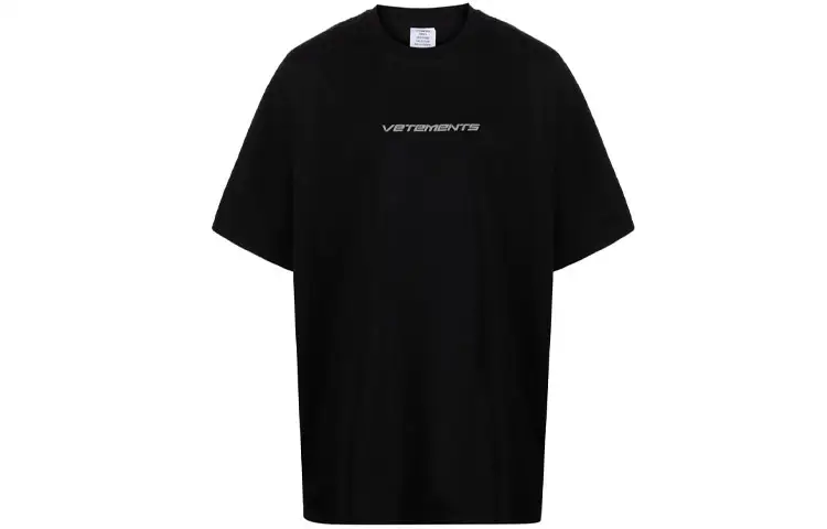 Vetements T Shirts Men's Black Crew Neck Moderate Straight Fit