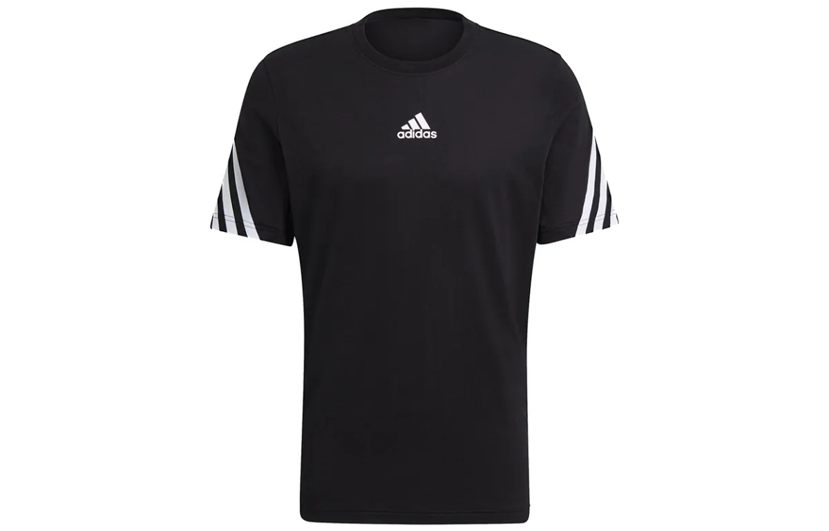 Adidas T-Shirts Men's Black Crew Neck Moderate Straight Fit