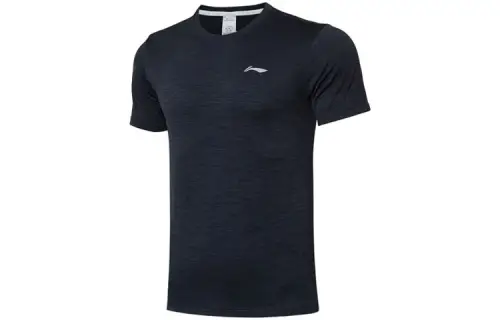 Li Ning Running Collection T Shirts Men's Black Crew Neck Moderate Straight Fit