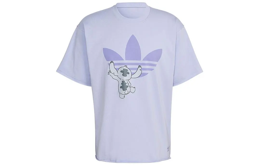 Adidas X Disney Crossover Solid Stitch Cartoon Pattern Printing Lavender T-Shirt Purple