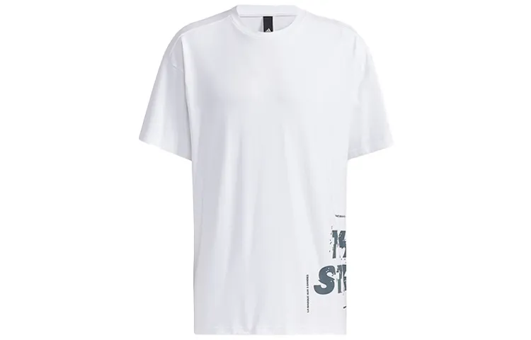 Adidas T-Shirts Men's White Crew Neck Moderate Straight Fit