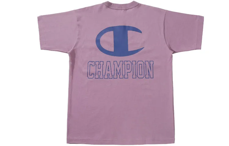 Champion SS21 Straight Fit Elbow length Sleeved T Shirt Japan Version Unisex Light Purple