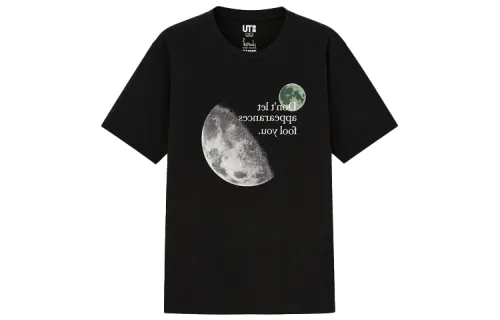 UNIQLO T Shirts Unisex Black Crew Neck Moderate