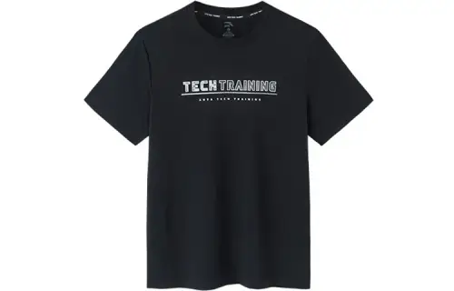 ANTA T Shirts Men's Black Crew Neck Moderate Straight Fit