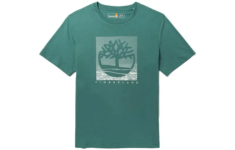 Timberland T Shirts Men's Turquoise Crew Neck Moderate Straight Fit