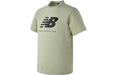 New Balance T Shirts Men's Matcha Crew Neck Moderate Straight Fit