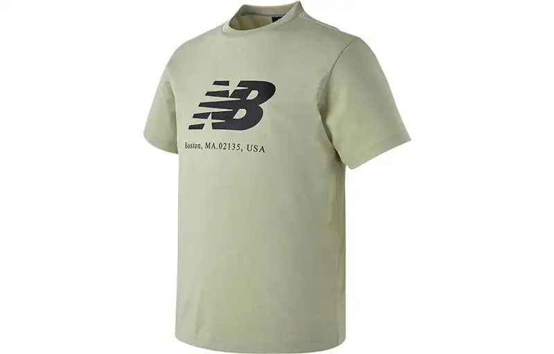 New Balance T Shirts Men's Matcha Crew Neck Moderate Straight Fit