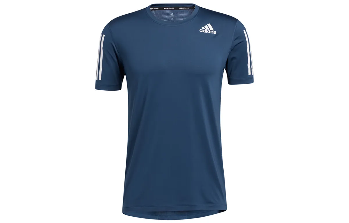 Adidas T-Shirts Men's Navy Blue Crew Neck Moderate Straight Fit