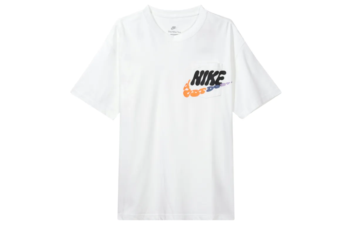 Nike T-Shirts Men's White Crew Neck Moderate Straight Fit