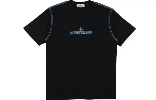 STONE ISLAND T Shirts Men's Black Crew Neck Moderate Straight Fit