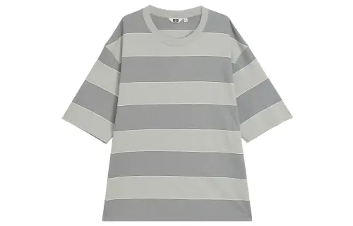 UNIQLO U Collection T Shirts Men's Lead Gray Crew Neck Moderate