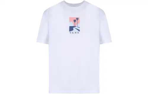 Vans T Shirts Men's White Crew Neck Moderate Straight Fit