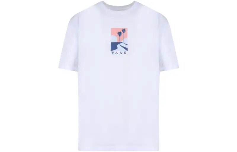Vans T Shirts Men's White Crew Neck Moderate Straight Fit