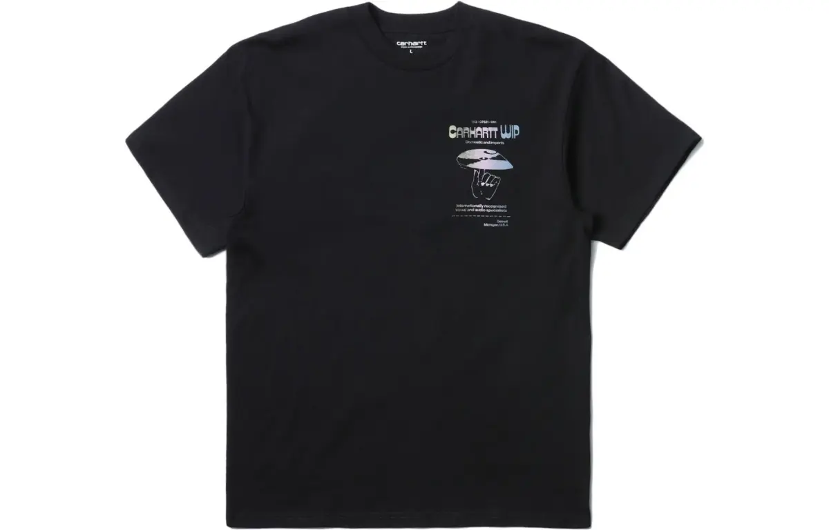 Carhartt WIP T-Shirts Men's Black Crew Neck Moderate Straight Fit