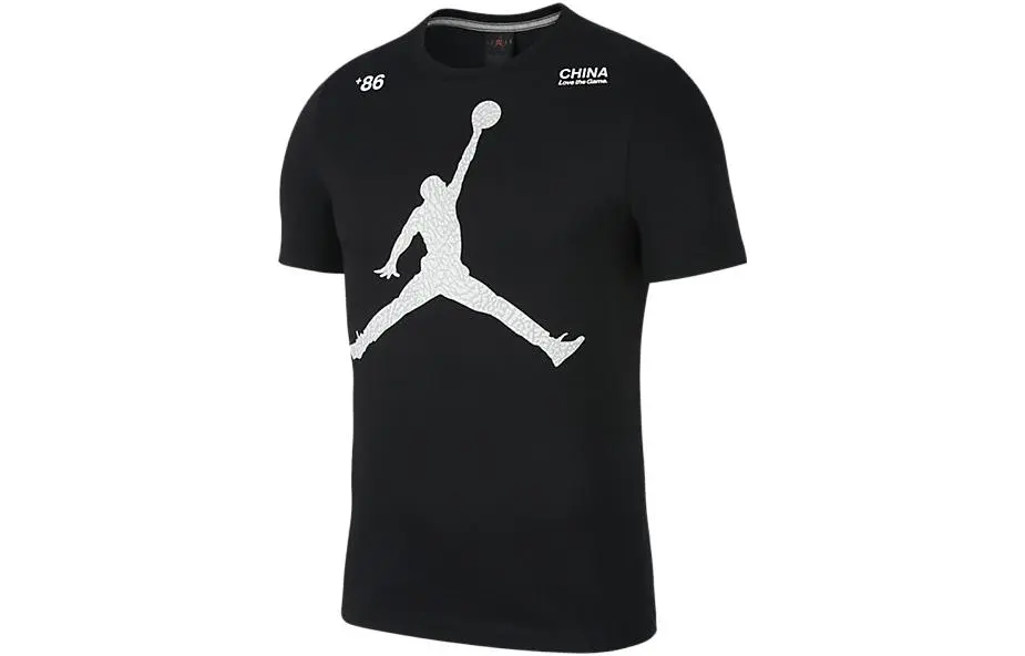 Jordan T-Shirts Men's Black Crew Neck Moderate Straight Fit