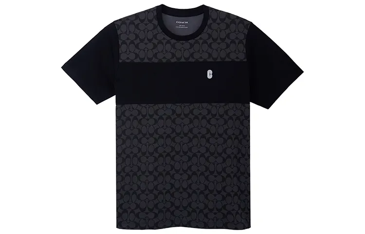 COACH SS22 Men Patchwork Short Sleeve T-shirt Black