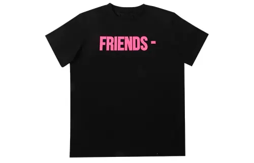 VLONE Friends Series T Shirts Unisex Black Crew Neck Moderate Straight Fit