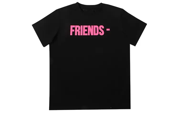 VLONE Friends Series T Shirts Unisex Black Crew Neck Moderate Straight Fit