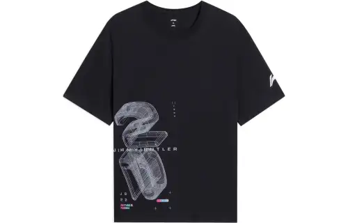 Li Ning Sports Basketball Collection T Shirts Men's Black Crew Neck Moderate Straight Fit