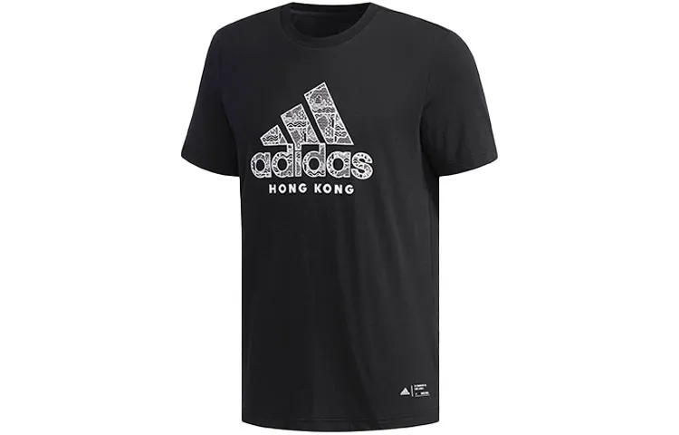 Adidas T-Shirts Men's Black Crew Neck Moderate Straight Fit