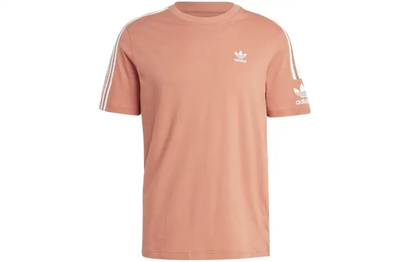 Adidas Originals T Shirts Men's Pink Crew Neck Moderate Straight Fit