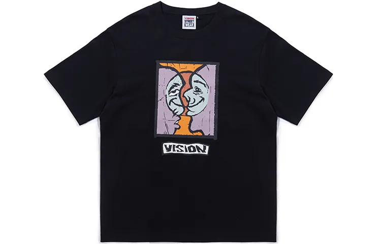 Vision Street Wear Drop Shoulder Sleeve T Shirt Unisex Black