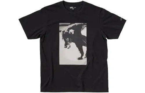 UNIQLO T Shirts Unisex Black Crew Neck Moderate Straight Fit
