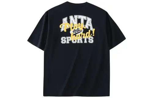 ANTA Life Collection T Shirts Men's Black Crew Neck Moderate Straight Fit