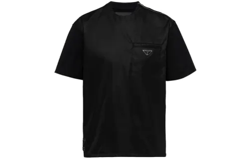 PRADA T Shirts Men's Black Crew Neck Moderate Straight Fit