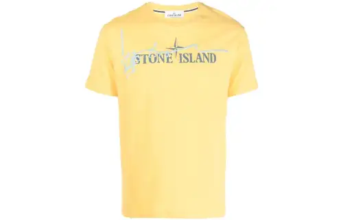 STONE ISLAND T Shirts Men's Yellow Crew Neck Moderate Other
