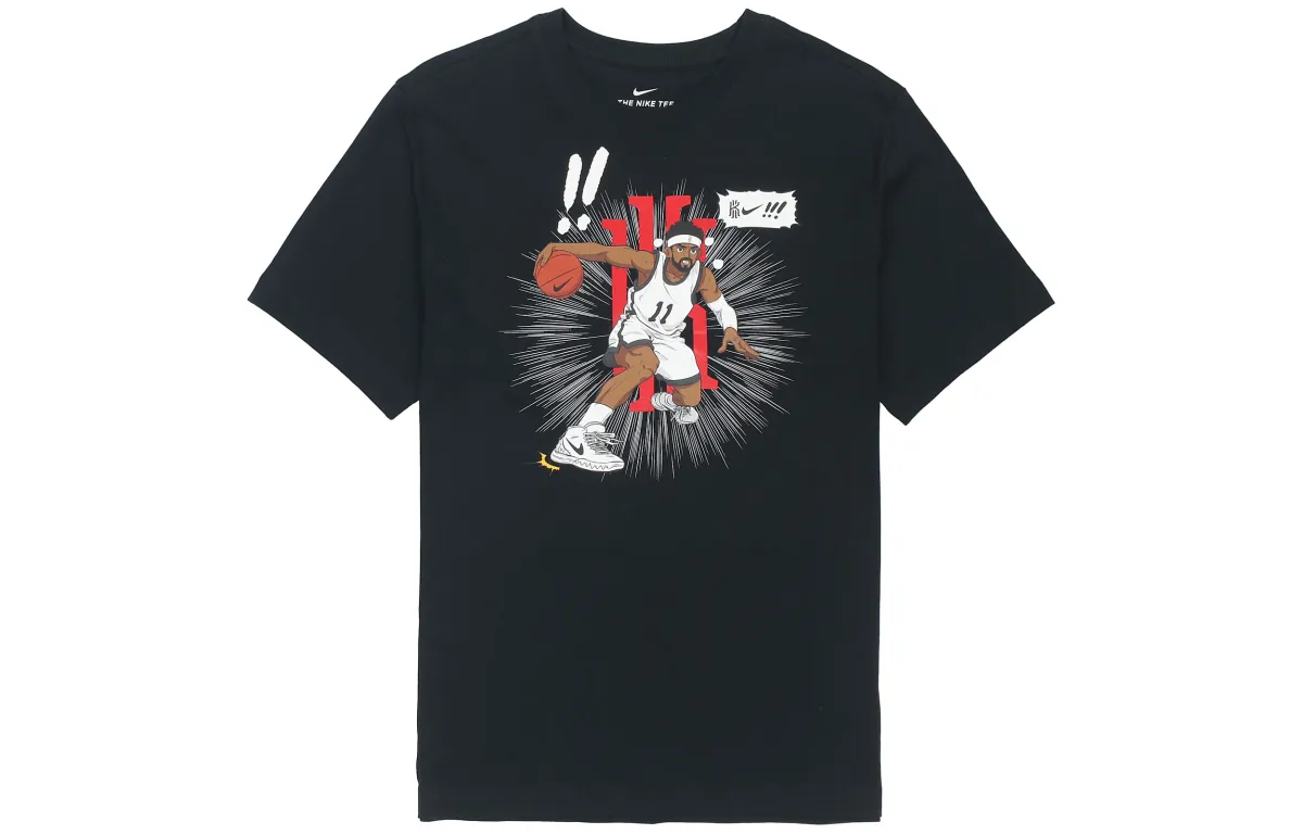 Nike T-Shirts Men's Black Crew Neck Moderate Straight Fit