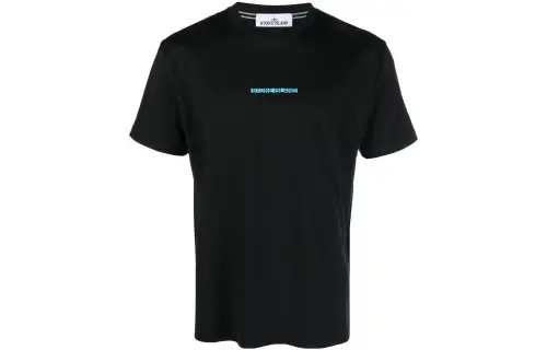 STONE ISLAND T Shirts Men's Black Crew Neck Moderate Straight Fit