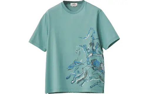 HERMES T Shirt Men's Ceramic Blue