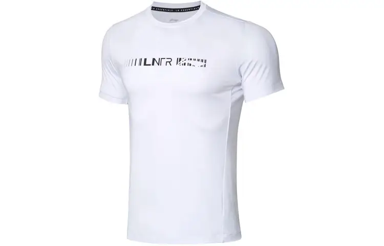 Li Ning T Shirts Men's White Crew Neck Moderate Straight Fit