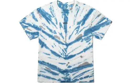 Vans T Shirts Unisex Gray Blue Tie Dye Print Crew Neck Moderate Straight Fit
