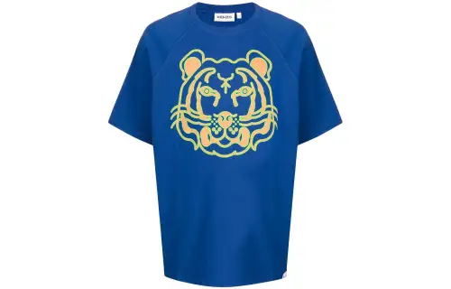 KENZO T Shirts Men's Blue Crew Neck Straight Fit