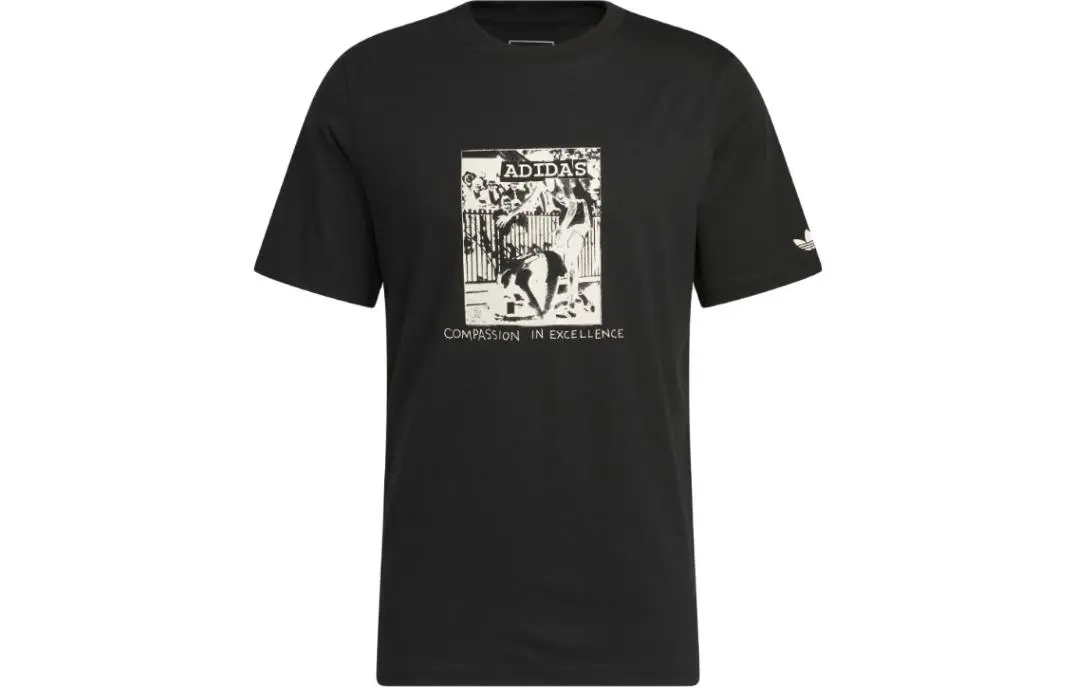 Adidas Originals T-Shirts Men's Black Crew Neck Moderate Straight Fit