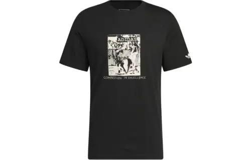Adidas Originals T Shirts Men's Black Crew Neck Moderate Straight Fit