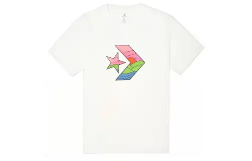 Converse T Shirts Men's White Crew Neck Moderate Straight Fit