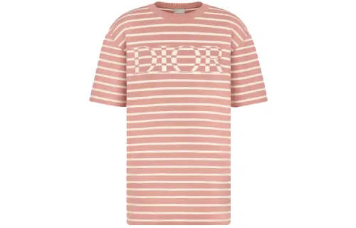 DIOR Quarterly New Products T Shirts Men's Pink Crew Neck Moderate Straight Fit