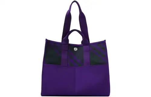 Burberry Cotton And Canvas Tote Bag, Shopping Bag, Handbag Women's Purple & Black