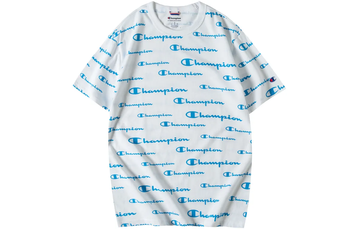 Champion T-Shirts Unisex White Crew Neck Moderate Straight Fit