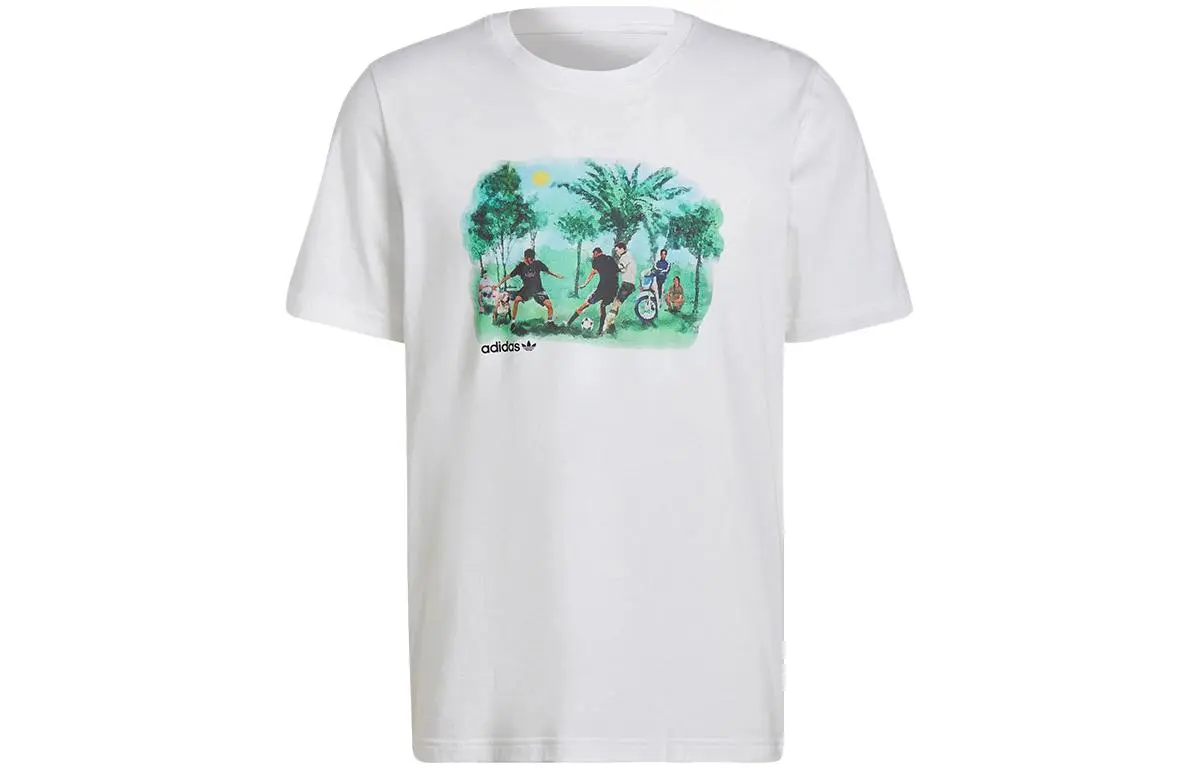 Adidas Originals T-Shirts Men's White Crew Neck Moderate Straight Fit