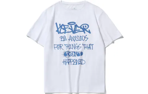 Li Ning T Shirts Unisex White Crew Neck Moderate Straight Fit