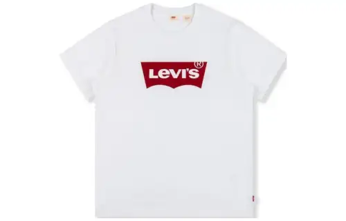 Levis T Shirts Men's White Crew Neck Moderate Straight Fit