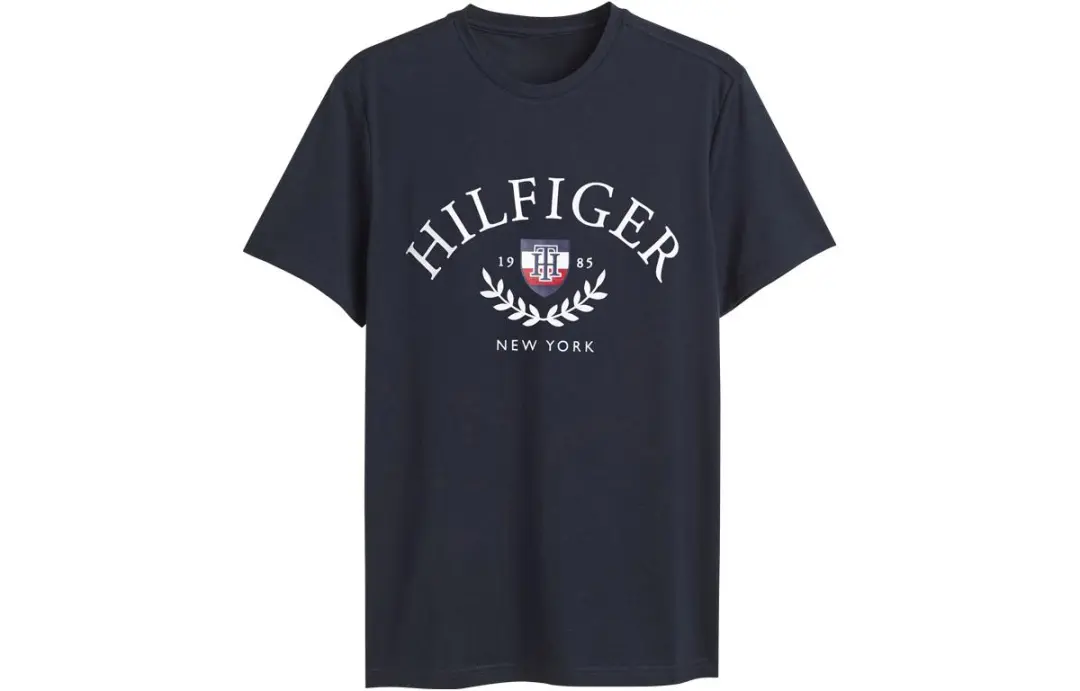 Tommy Hilfiger T Shirts Men's Black Crew Neck Moderate Straight Fit