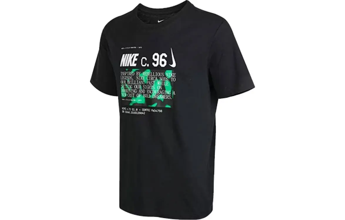 Nike T-Shirts Men's Black Crew Neck Moderate Straight Fit