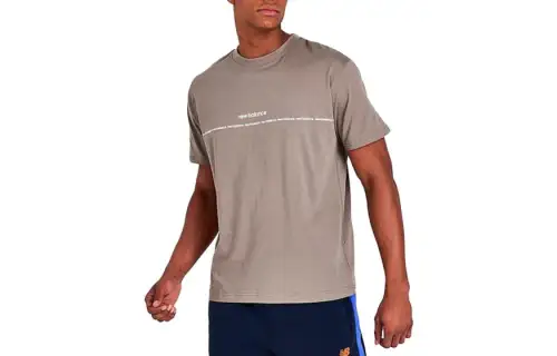 New Balance T Shirts Men's Mushroom Crew Neck Moderate Straight Fit