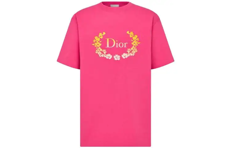 DIOR Logo Print Casual Short Sleeved SS23 T Shirt Unisex Pink