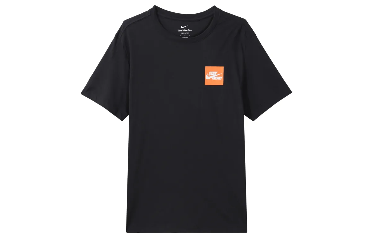 Nike T-Shirts Men's Black Crew Neck Moderate Straight Fit